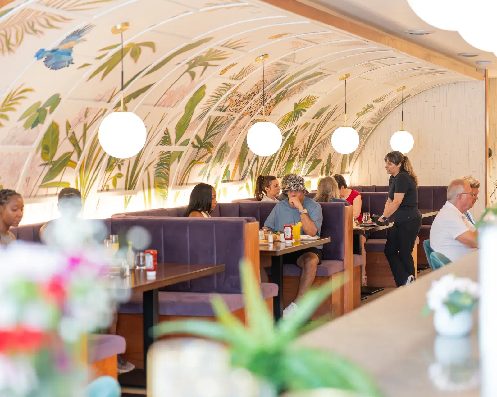A sunlit brunch table at Solena