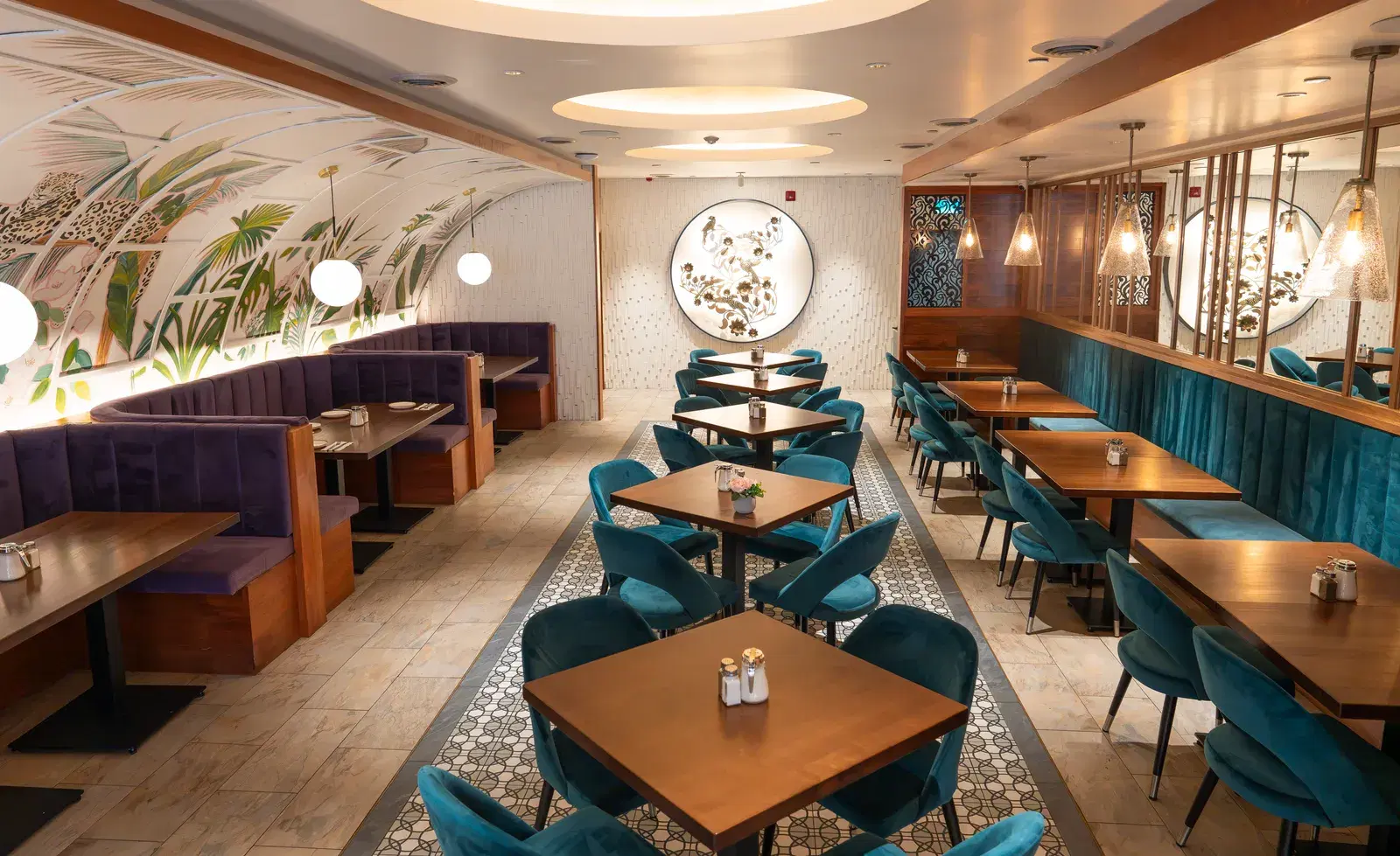 The Solena dining room, set for guests